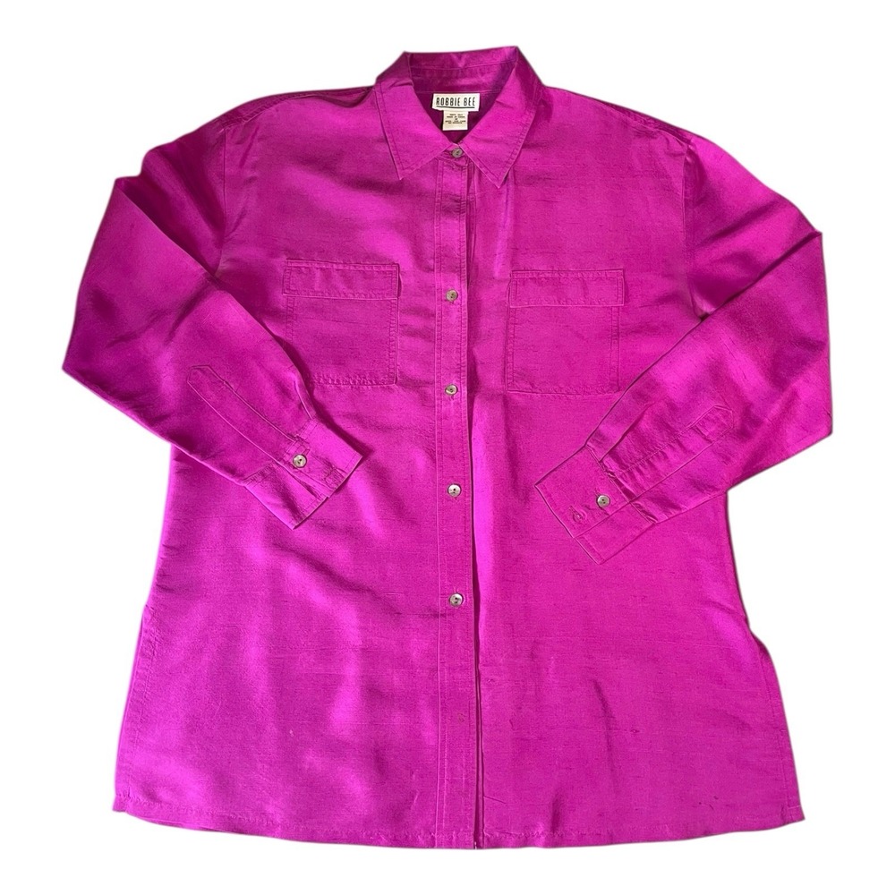 Robbie Bee 100% Silk Women's Button Down